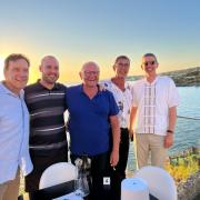 Gespräch mit Nadim Ammann, Diözesanstellenleiter Weltkirche im Erzbistum Köln, für zukünftige Projekte (v.l. Frank Jungmann, Bernard Sachet, Mathias Kaps, Markus Gomer, Nadim Ammann).