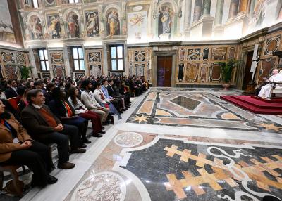 Audienz bei Leo XIV.: Der Papst hatte die Teilnehmenden des Hackathon eingeladen.